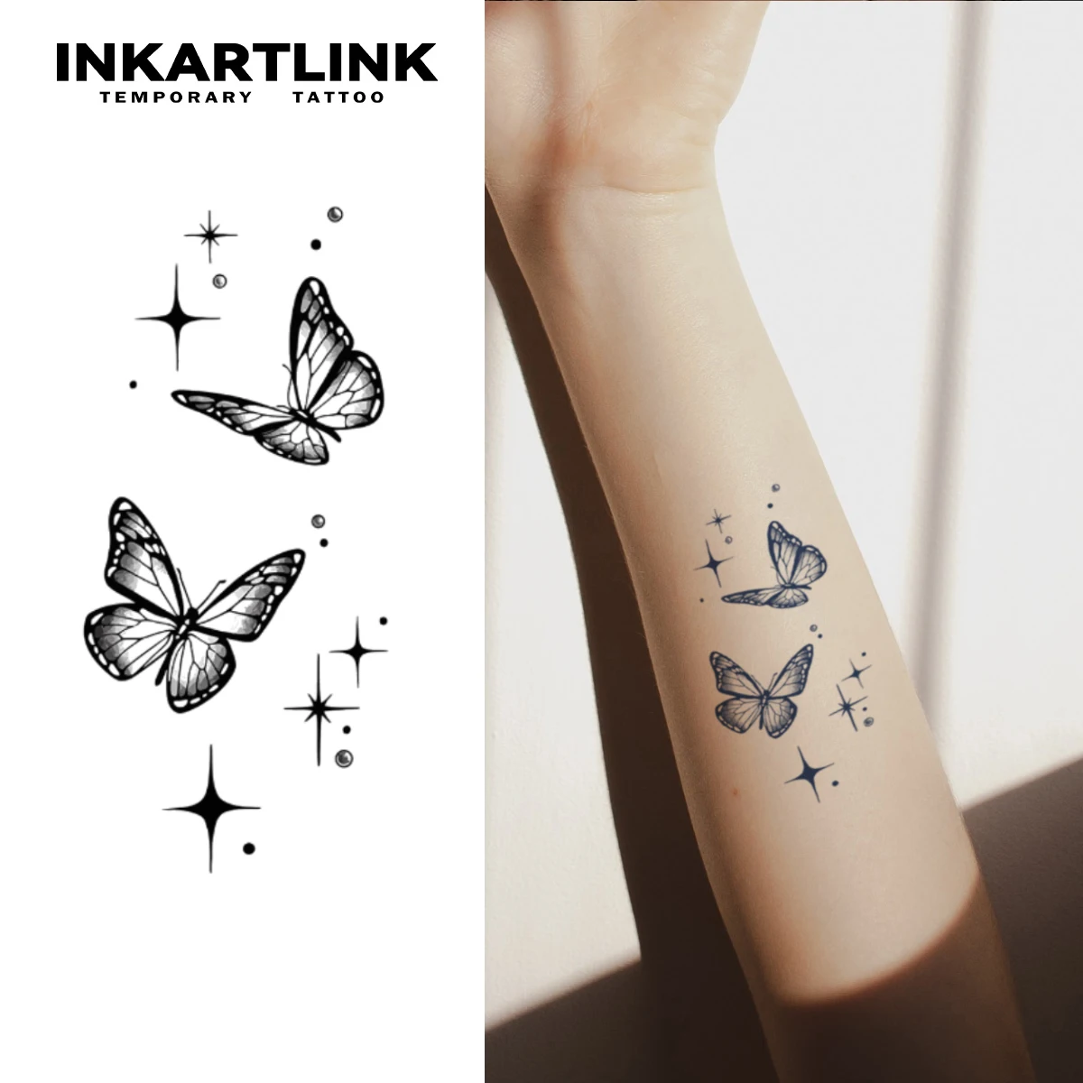 Butterfly temporary tattoo stickers, waterproof magic tattoo, lasts to 15 days fake tattoo, semi permanent tattoo.