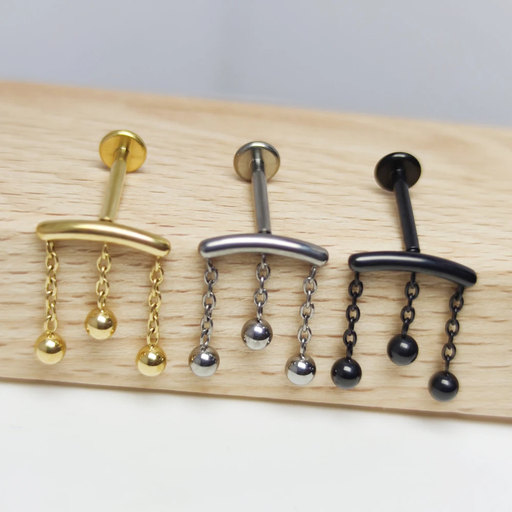 G23 Titanium Lip Stud Helix Piercing Jewelry Cartilage Lobe Tragus Earrings Septum Labret Clicker Body Jewelry Women Wholesale