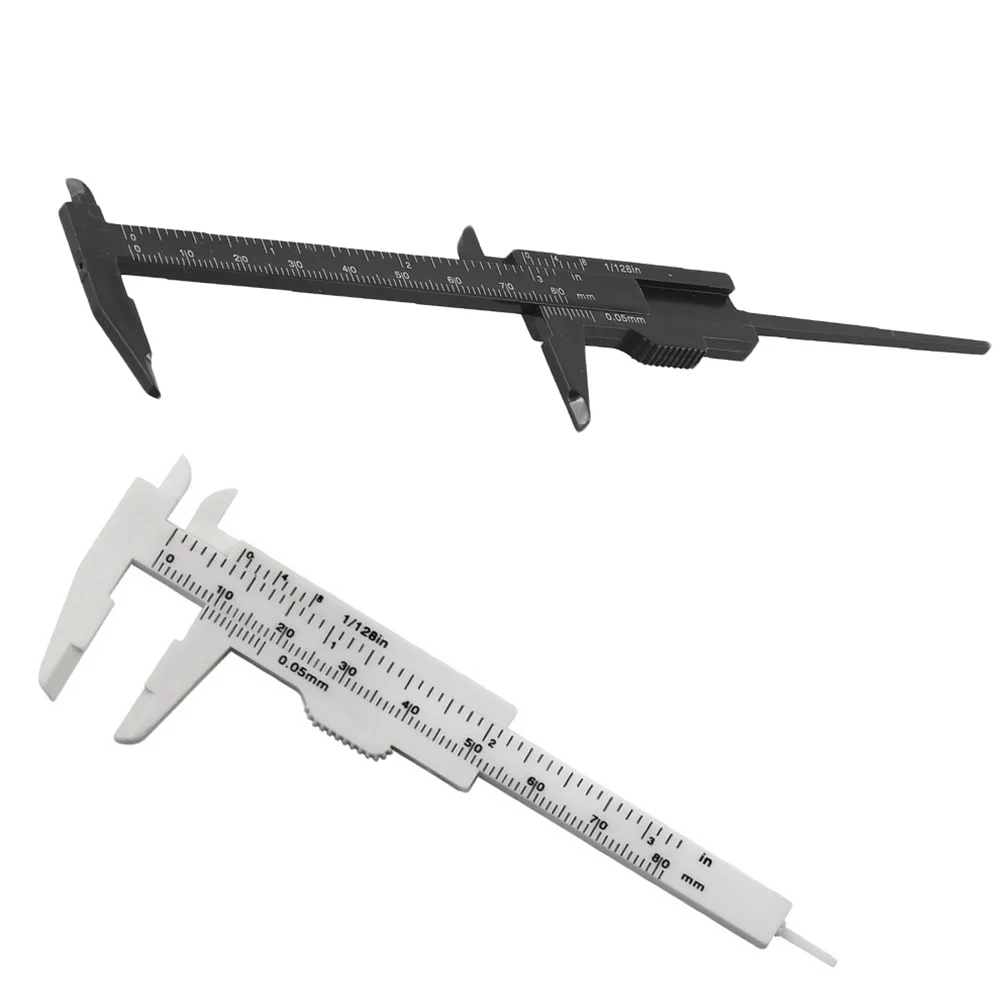 Applications Plastic Compact Ruler Sliding Plastic Ruler Micrometer Sliding Vernier Caliper Gauge Measure Tool