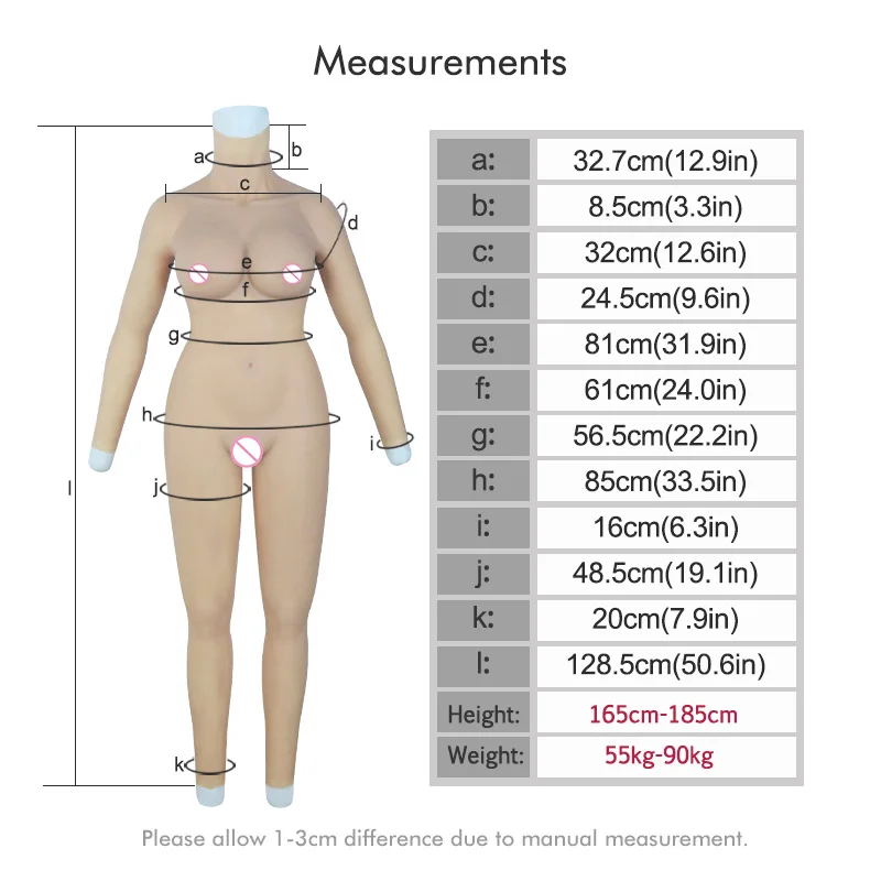 Roanyer Silicone D Cup Whole Bodysuit Crossdresser Costumes Fake Boobs Body Suit Drag Queen Transgender Male to Female