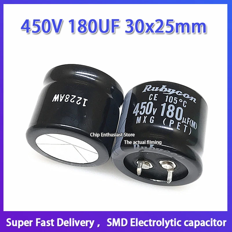 Rubycon imported aluminum electrolytic capacitor 450v 180uf 30*25 ruby MXG series 105 degrees 450V 180UF 30x25mm