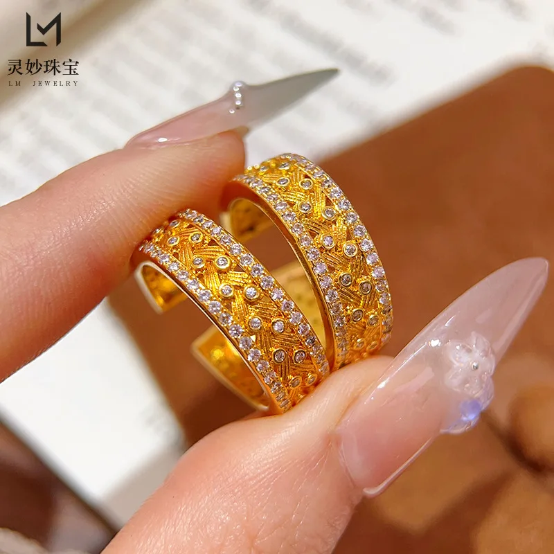 Women's Wheat Ear Open Ring, 24K Gold, AU999 | 