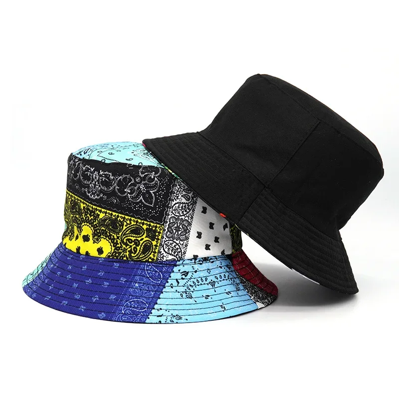 2024 Fashion Summer Paisley Print Fisherman Hat Reversible Harajuku Bucket Hats For Women Men Street Hip Hop Cap Fishing Hat