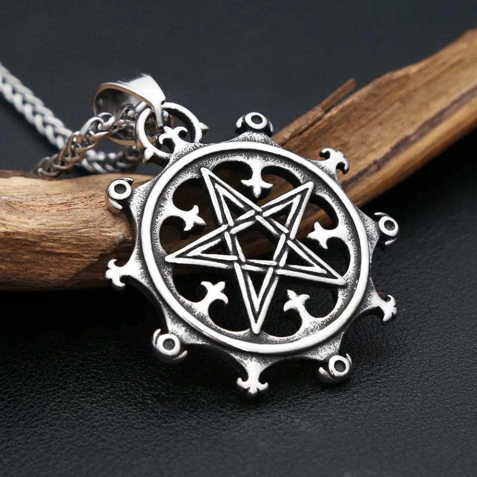 Vintage Fashion Vikings Rudder Pendant Necklace For Men Stainless Steel Punk Classic Pentagram Necklace Amulet Jewelry Wholesale