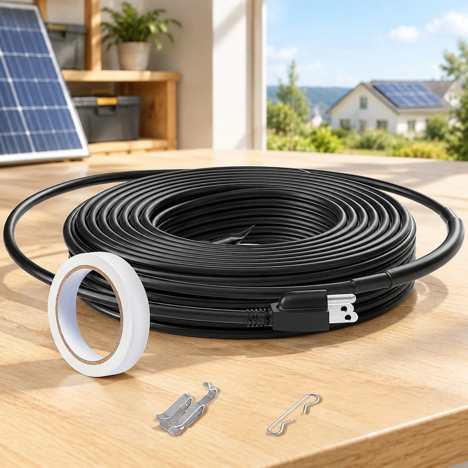 Self-Regulating Pipe Heating Cable, 30FT 5W/FT Tape for, Roof Snow Melting De-icing, Gutter and Freeze Protection