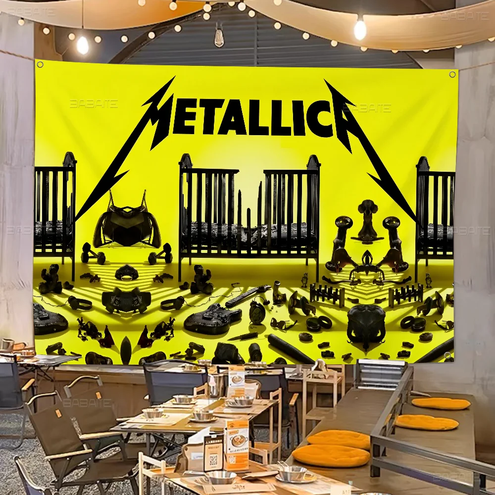 M-Metallica Cartoon Flag Art Science Fiction Room Home Decor Wall Hanging Home Decor Banner