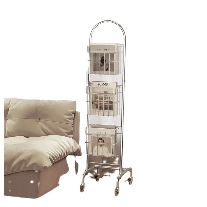 Folding information rack Studio Floor-to-ceiling medieval magazine rack Vertical newspaper and propaganda rack