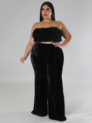 Calças femininas elegantes inverno novo em outwear grossas calças de veludo plus size feminino em linha reta calças casuais atacado dropshipping