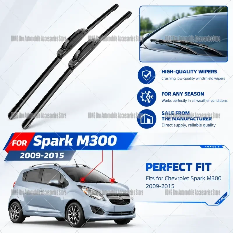 For Chevrolet Spark M300 2009-2015 Front Rear Windshield Wiper Blades LHD 21 16 12 Inch Auto Glass Cleaning Brush Accessories