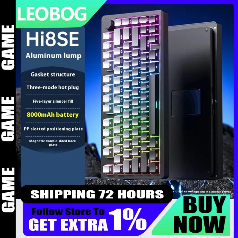 

LEOBOG Hi8SE Gasket Aluminum Alloy Mechanical Keyboard 3 Mode Wireless Customized Hot Swap RGB Backlit 8000mAh for Gaming/Office