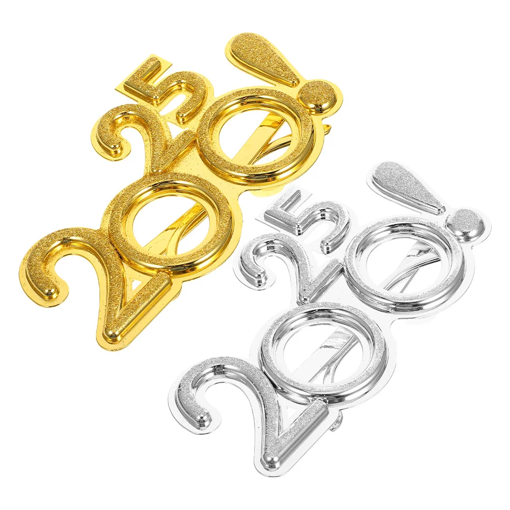 

2Pcs 2025 Happy New Year Glasses Plastic Party Use Eye Wear Fun Dancing Photo Prop Celebration New Years Glasses