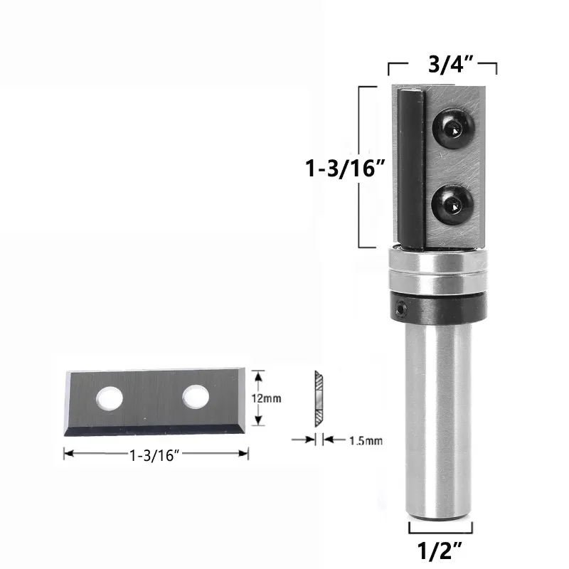 1/2" Shank Insert Carbide Pattern Flush Trim Router Bit Replacement Cutters, Top Bearing Template Milling Cutter Router Bit