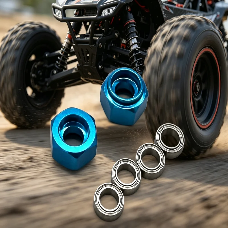 TAMIYA DT 02 DT03 DT04 58741 RC 2WD Hexagonal Aluminum Alloy Adapter Metal Accessory for Front Wheel Use - 2 Pieces