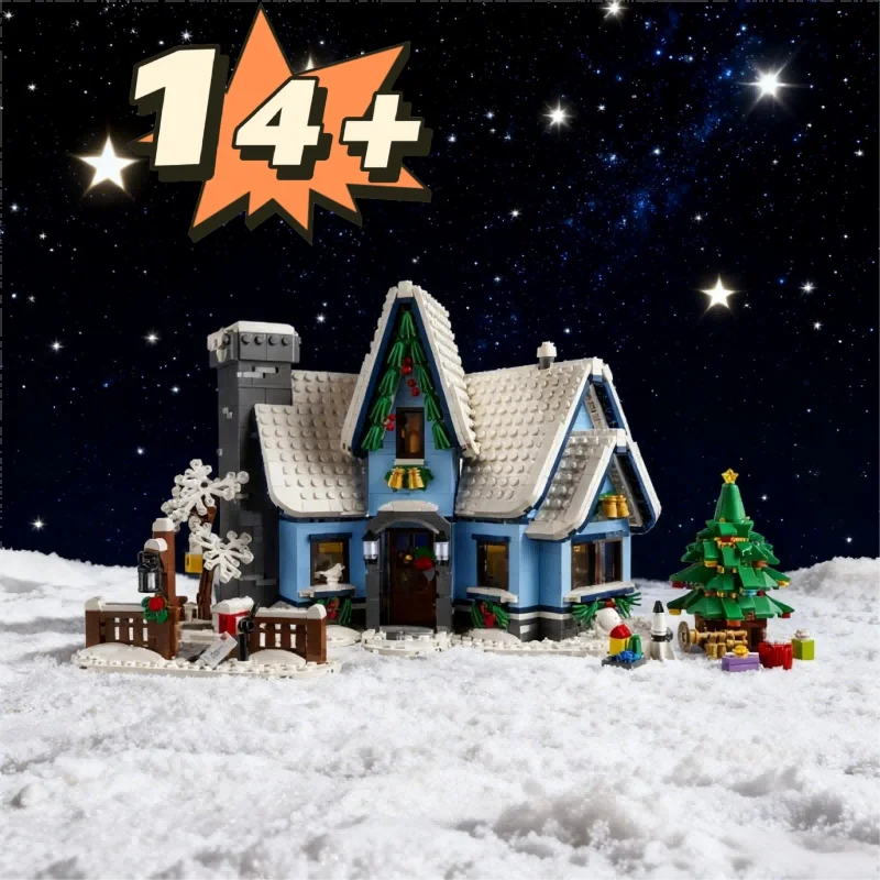 Blocs de construction de maison de visite du père noël MOC 10293, 705 pièces, ensemble d'exposition de villes d'hiver, modèle de rue, briques empilables, cadeau de noël