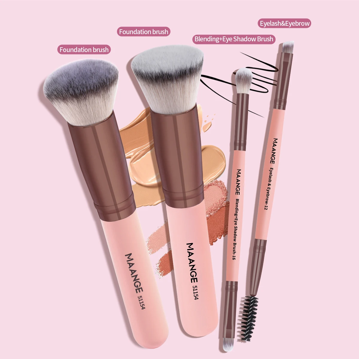 MAANGE 4PCS Makeup Brush Set Soft Detail Foundation Concealer Blush Eyeshadow Eyebrow Makeup Brush Cosmetic Beauty Tool