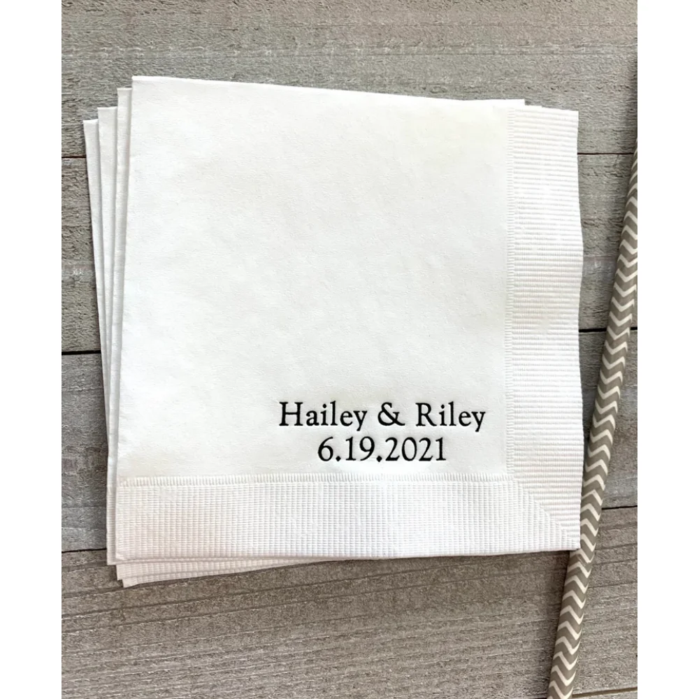 50Pcs Personalized Napkins Wedding Personalized Cocktail Beverage Paper Anniversary Party Monogram Custom Luncheon Avail!