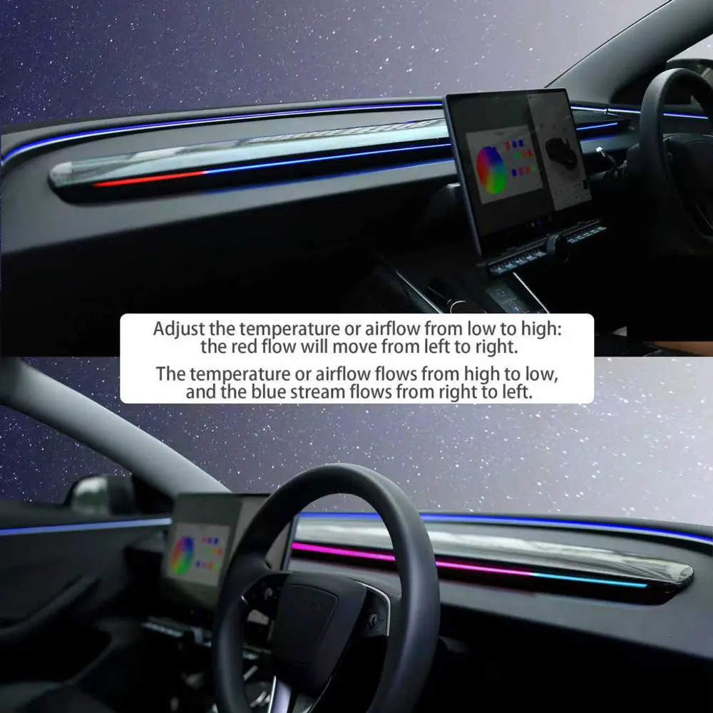 

Для модели Tesla 3/Y светодиодные окружающие освещение приборной панели, интеллектуальный мониторинг слепых зон BSD в автомобиле, освещение окружающей среды