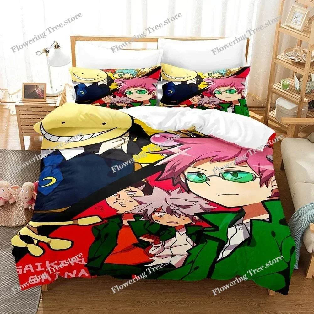 

Anime The Disastrous Life Of Saiki K Bedding Set Duvet Cover Bedroom Comforter Covers Single Twin King Size Quilt Cover029
