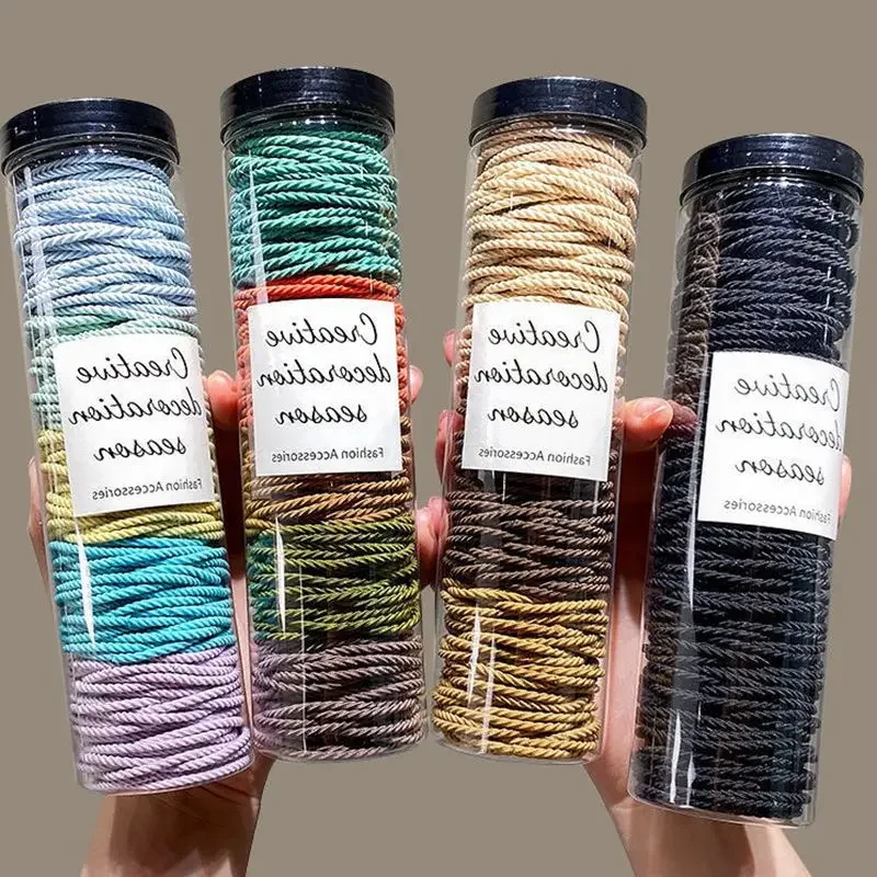 100/200 sztuk/partia damskie opaski do włosów jednokolorowa elastyczna gumka opaska do włosów opaska Scrunchie akcesoria do włosów dla dziewczynek kobiet — zdjęcie 4