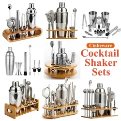 Stainless Steel Cocktail Shaker Set Mixer Bartender Kit Cobbler Boston Shaker Bars Set Tools Jigger Mixer Muddler Pourer Spoon