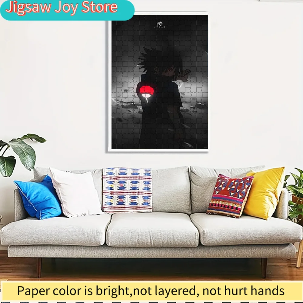

Sasuke Uchiha Sharingan Paper Puzzle, Dark Anime Character Art of Sasuke with the Uchiha Crest and Red Sharingan, Premium Paper