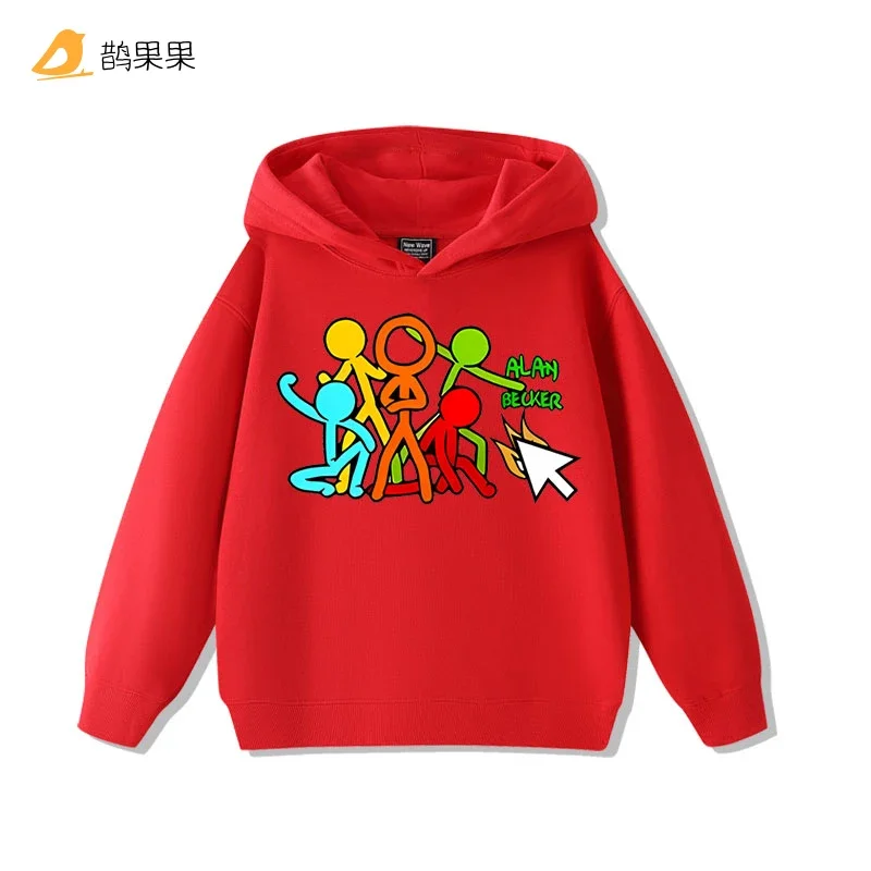 Alan Becker Stickman Set a cinque colori + Felpa con cappuccio Alan Mouse per ragazzi e ragazze Xiu'xian Top Cappotto versatile autunnale