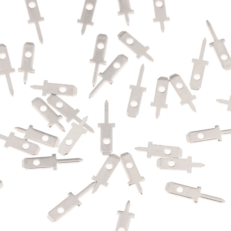 50Pcs 2.8 Inserts Plug Spring Terminal PCB Solder Lug Thickness 0.8mm One Legs PCB Welding Sheet DIY Welding Repair Parts