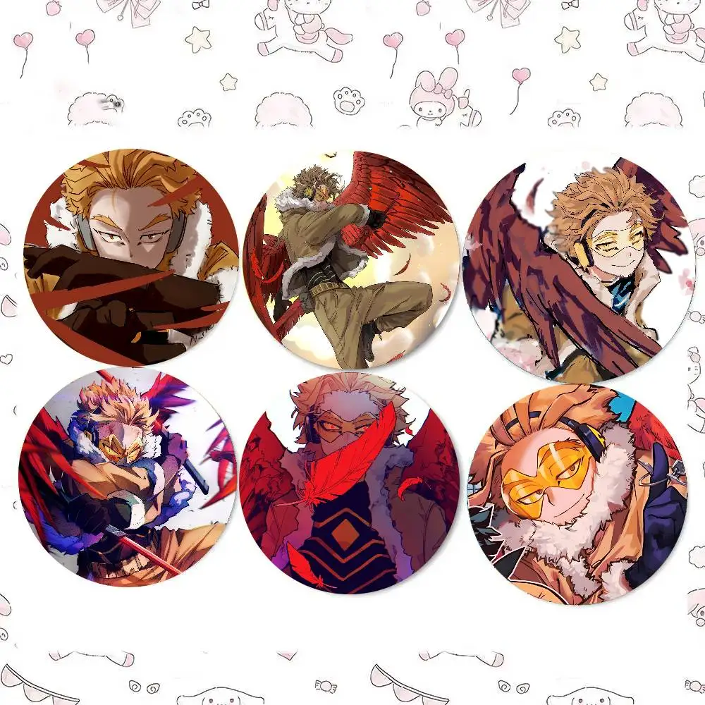 Anime My Hero A-Academia H-Hawks Badge Tinplate Meme Round Brooch For Hat Bag Creative Lapel Jewelry Accessories Gifts
