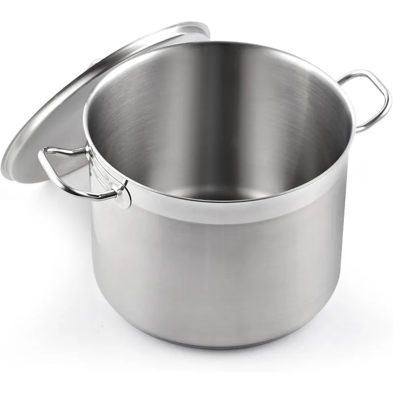 20 Quart Professional Grade Stock Pot with Lid, Silver