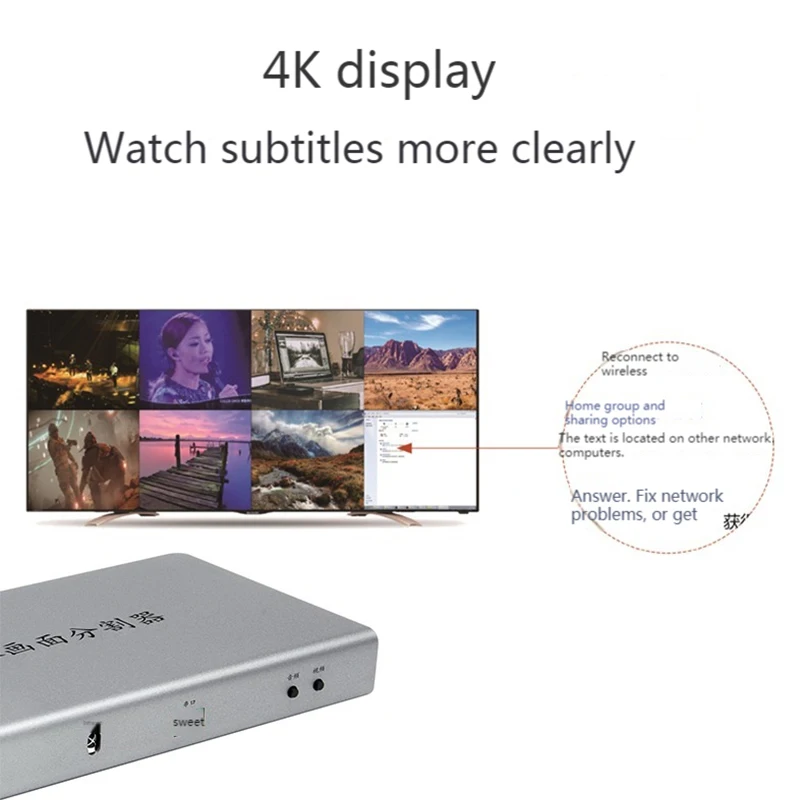 HDMI 9x1 متعدد المشاهد 4K 9 في 1 خارج 9 رباعية القنوات فيديو متعدد المشاهد سلس التبديل الخائن RS232 مع الأشعة تحت الحمراء للتحكم عن بعد