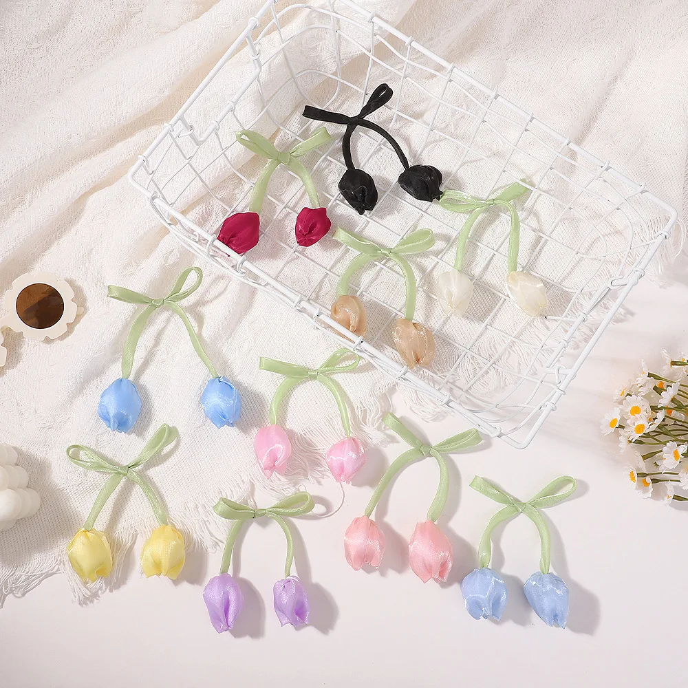 

6PCS Korean Style Flower Bud Tulip Hair Rope Children Clothing Hair Clips and Hairbands Children Clothing Bags Accessories