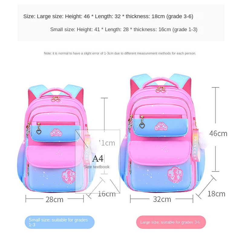 Primary School Bag for Teenage Girls Students Backpack Cute Pink Color Children's Backpack Large Capacity Kids School Bag