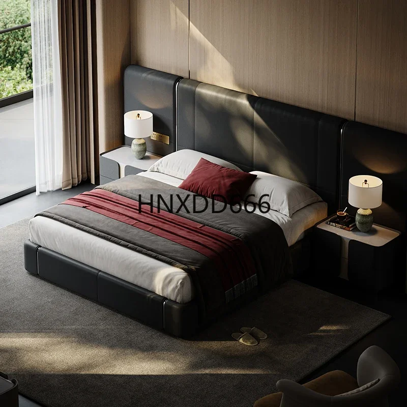 High-end designer mansion villa master bedroom widescreen leather bed