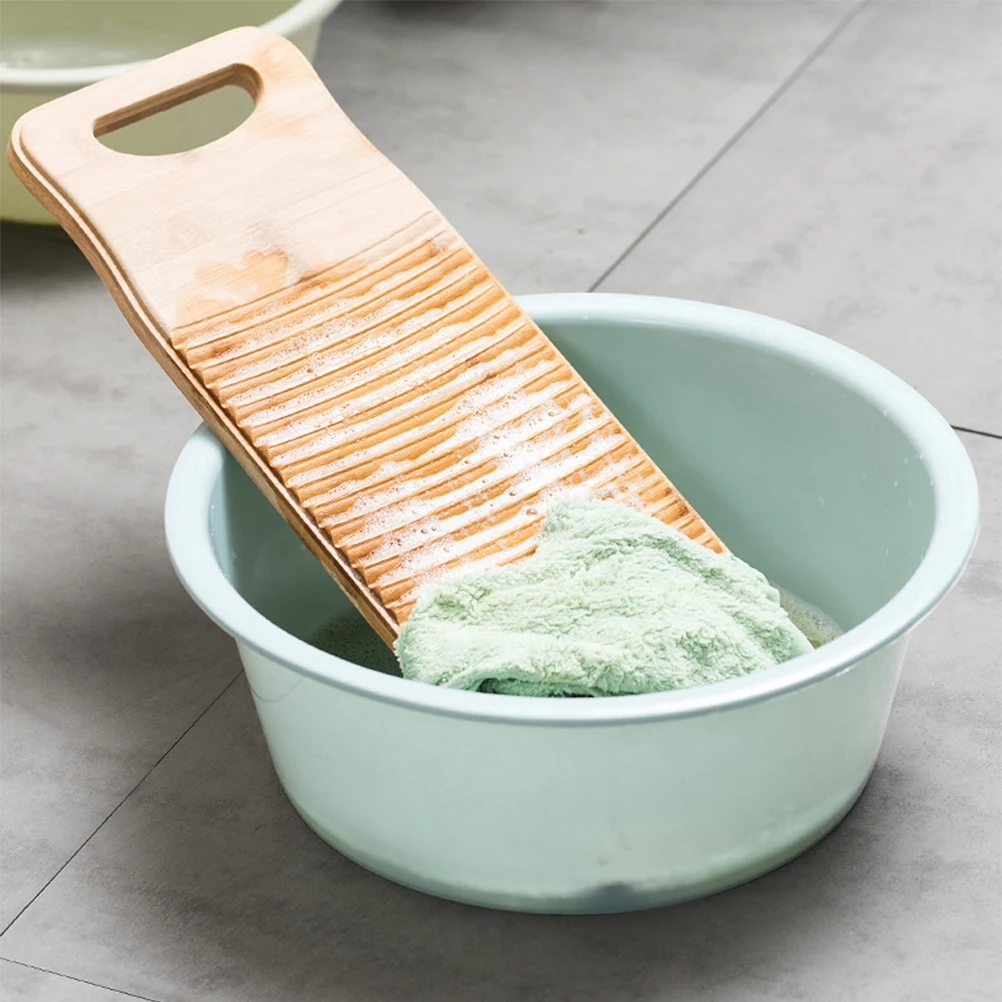 

Scrubber Bamboo Washboard for Clothes by Hand Laundry Washboards Washing Travel