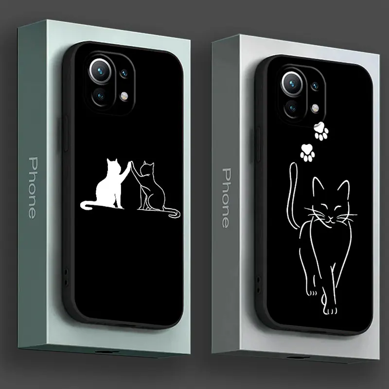 

Cute Black Cat Line Phone Case For Xiaomi Poco X7 F7 Pro X3 X5 X6 M5 M7 F6 Mi 15 Ultra 14T 13T 12T 11T 10T Pro 11Lite Cover Cats