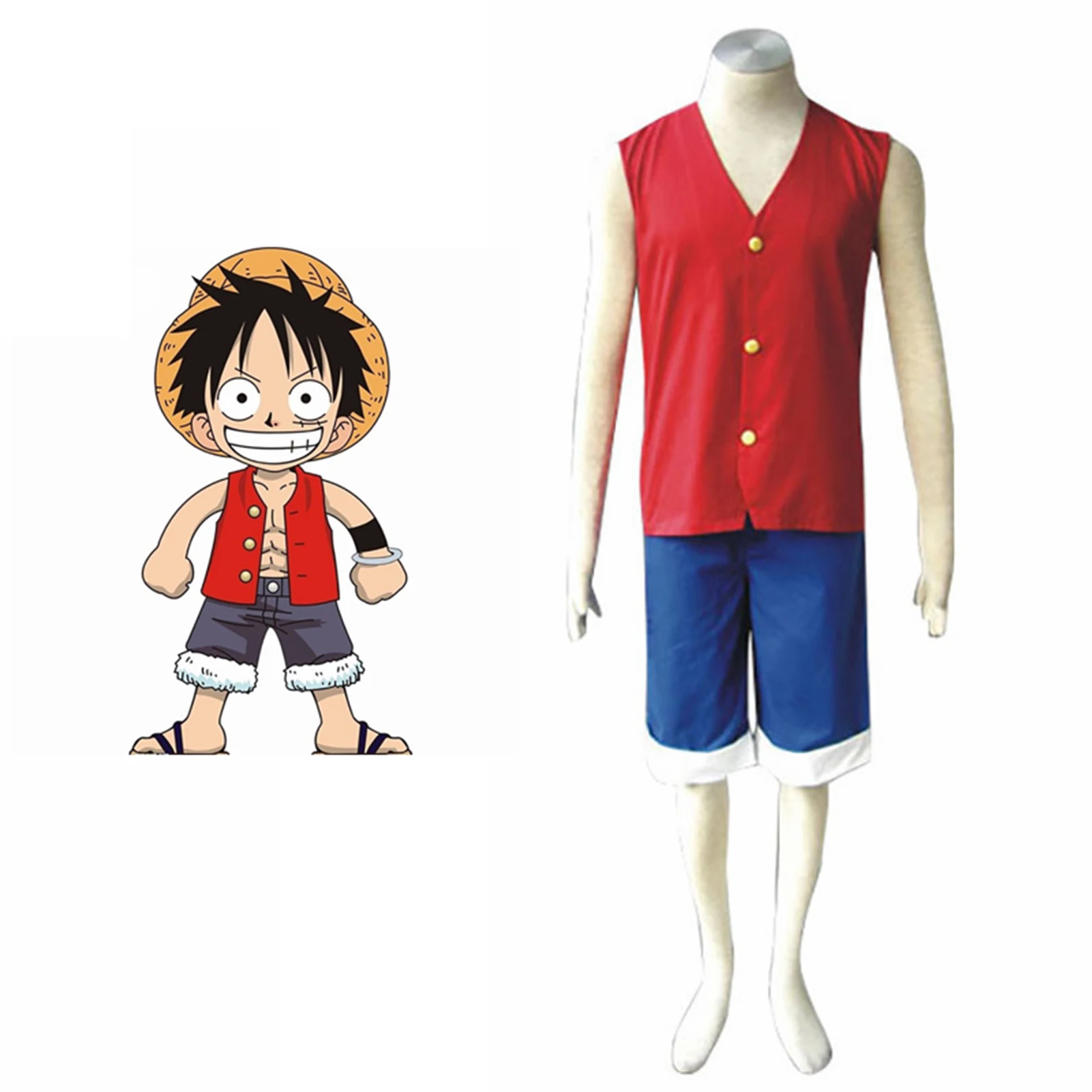 Ainclu One Piece Luffy Cosplay Adult Kid Costume Halloween Monkey D Luffy Cosplay Uniform Red Uniform