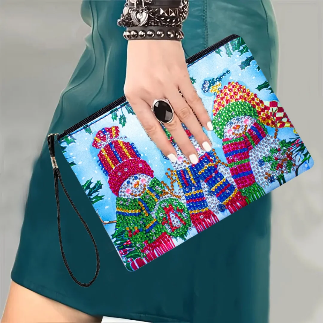 مجموعة واحدة من اللوحات الفنية الماسية الماسية التي تحمل عنوان عيد الميلاد، ومقبض من جلد البولي يوريثان مناسب للاستخدام اليومي كهدية للسفر #3