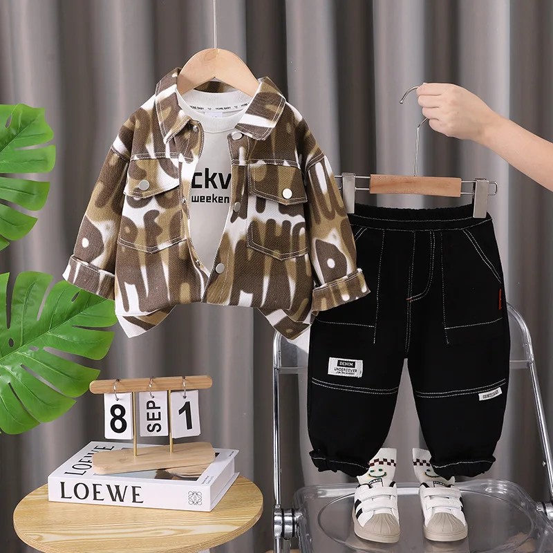 

New Spring Autumn Fashion Baby Girls Clothes Children Boys Letter Jacket T-Shirt Pants 3Pcs/Sets Infant Clothing Kids Tracksuits