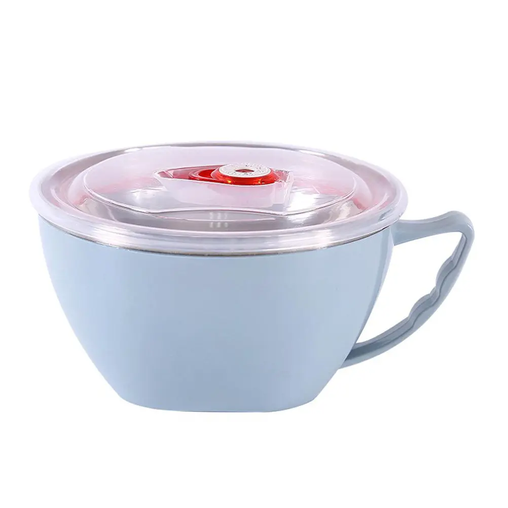 Stainless Steel Noodle Bowl with Handle and Sealed Lid Thermal Insulated Food Container for Instant Noodles Soup Pasta Rice