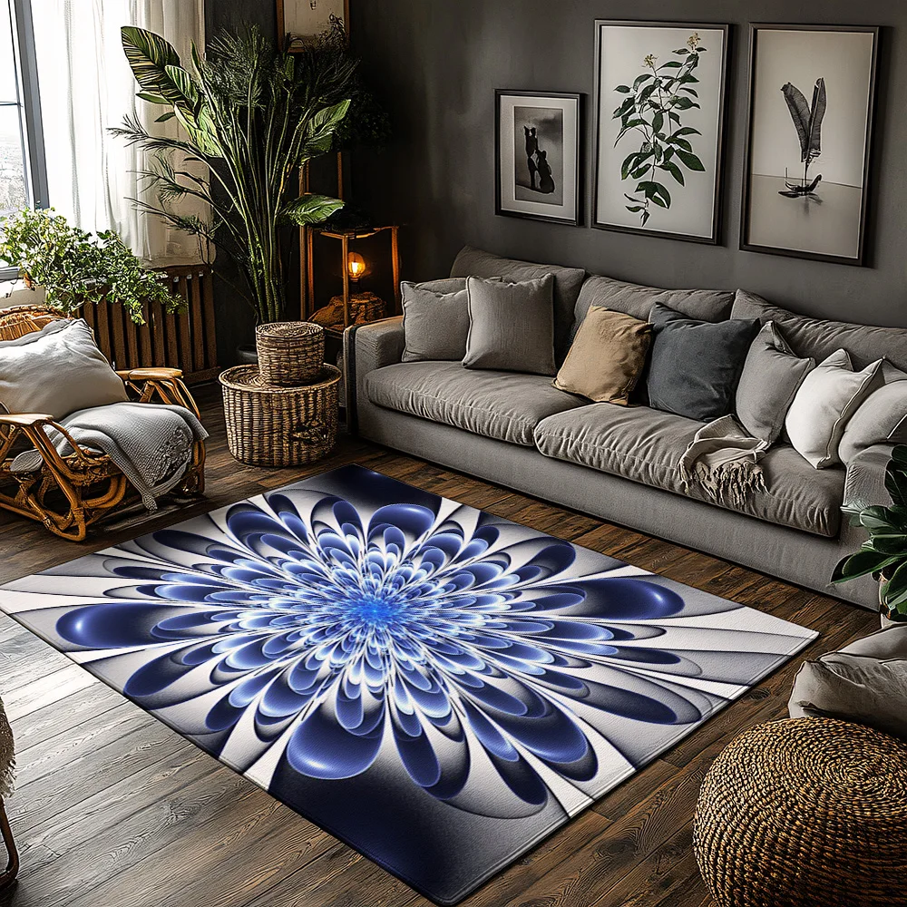 

Tuniu Psychedelic Abstract Flower Rug, Modern Living Room Carpet, Bedroom Area Rug, Non-Slip Floor Mat, Decorative Home Decor