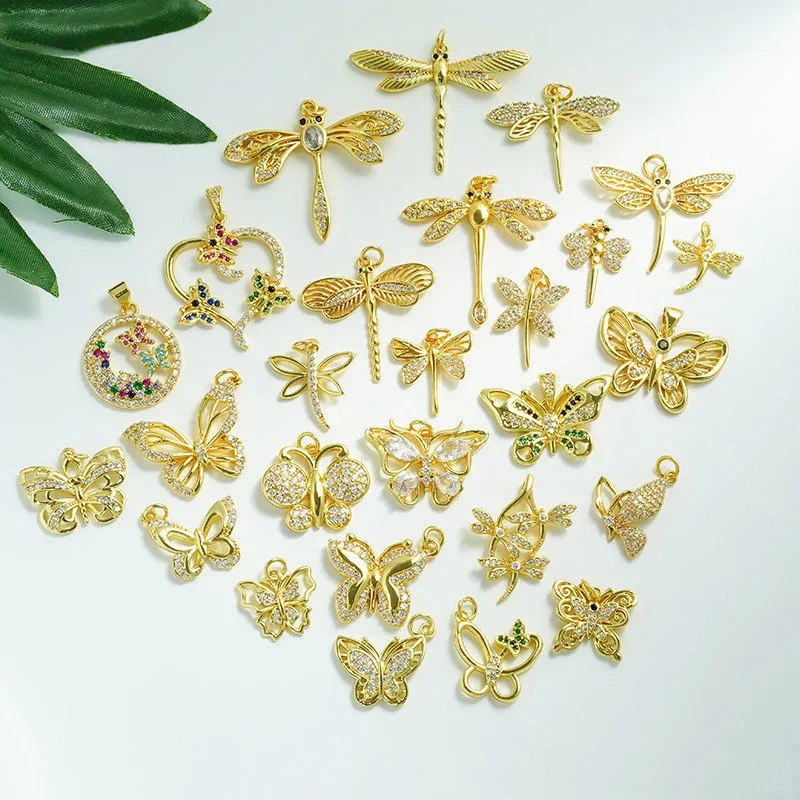 LJRIVER 5 Pcs Charms for Diy Jewelry Paved Zc Brass Insect Pendants for Keychains Bracelet Neckalce Earrings Parts Wholesale