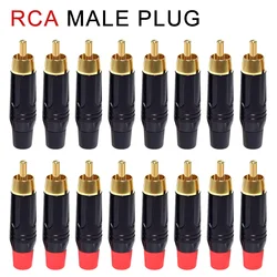 4/8/16PCS RCA 커넥터 플러그 어댑터 동축 케이블 오디오 잭 골드 플러그 남성 솔더 없음 스피커 커넥터 뮤지컬 사운드