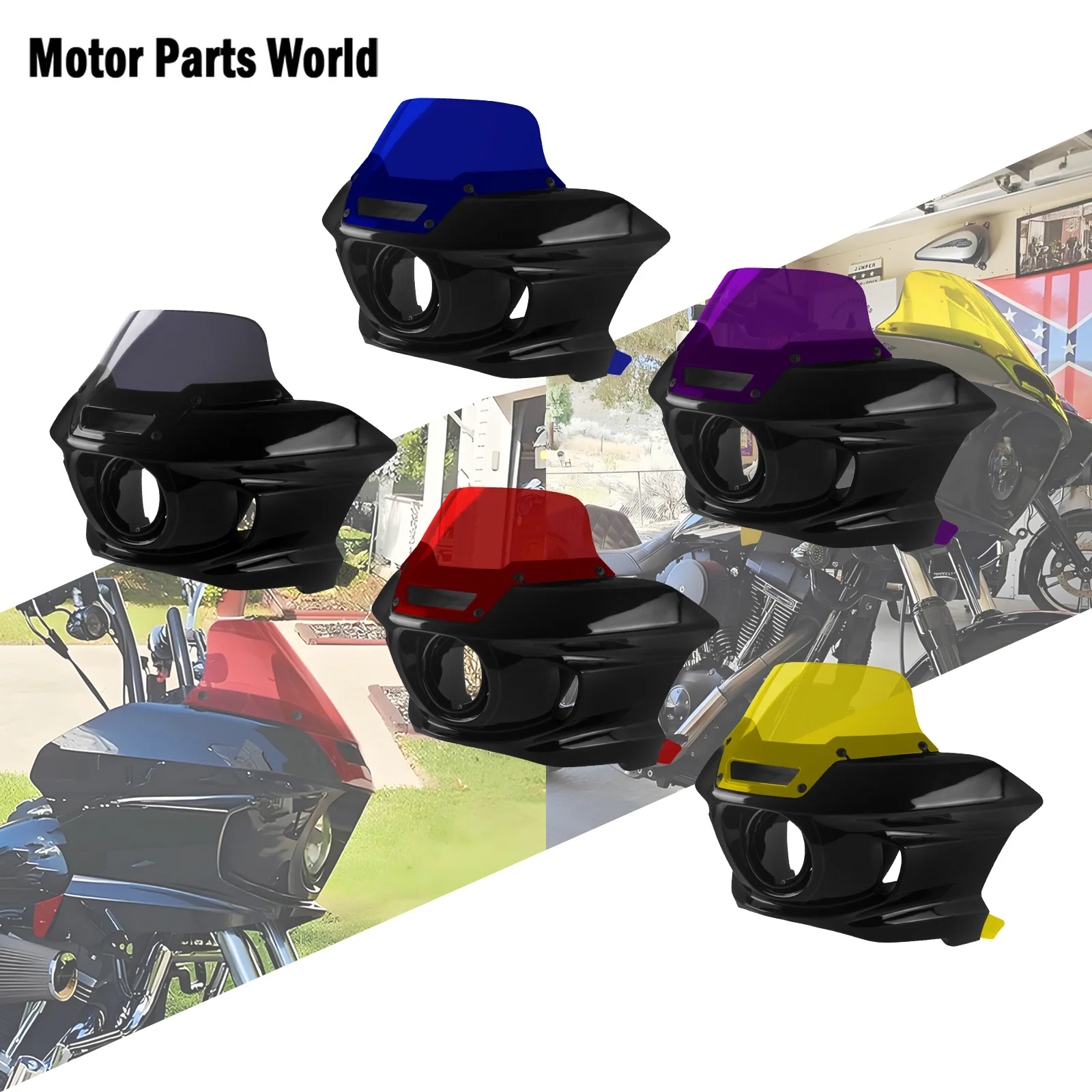 Motorcycle Front Headlight Fairing Windshield Headlamp Windscreen Bracket Mount For Harley Dyna 2006-2017 Low Rider Fat Bob FXDL