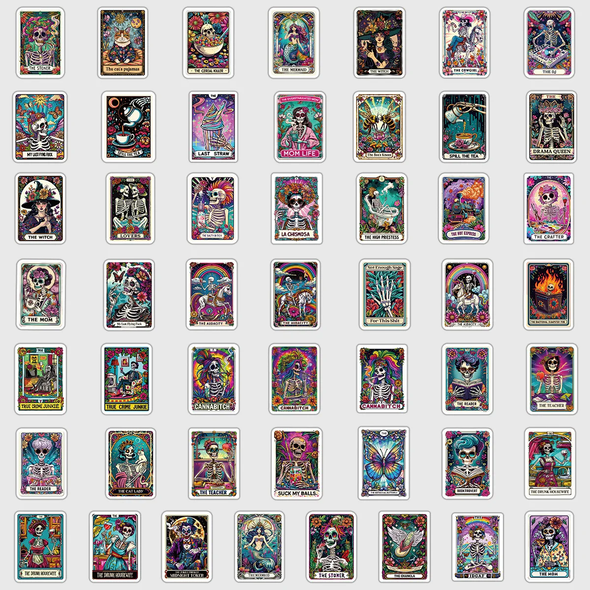 10/30/50PCS Tarot Card Series Skull Cartoon Sticker DIY Phone Laptop Luggage Skateboard Graffiti Decals Fun for Gift