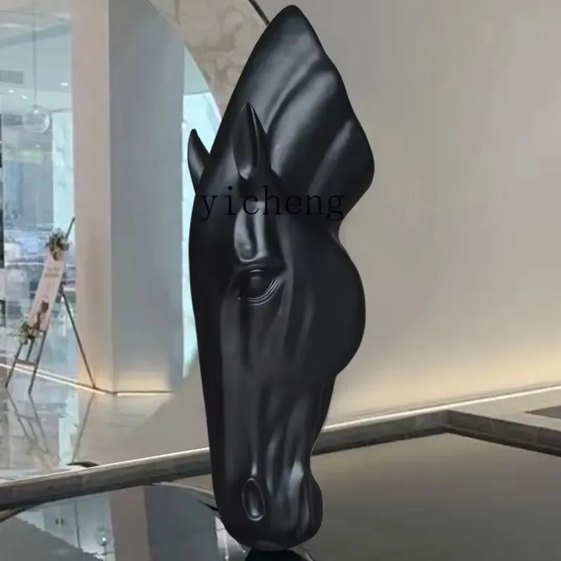 BJ-13     Fiberglass Large Horse Head Sculpture Wealth-Attracting Resin Craft Decoration Ornament