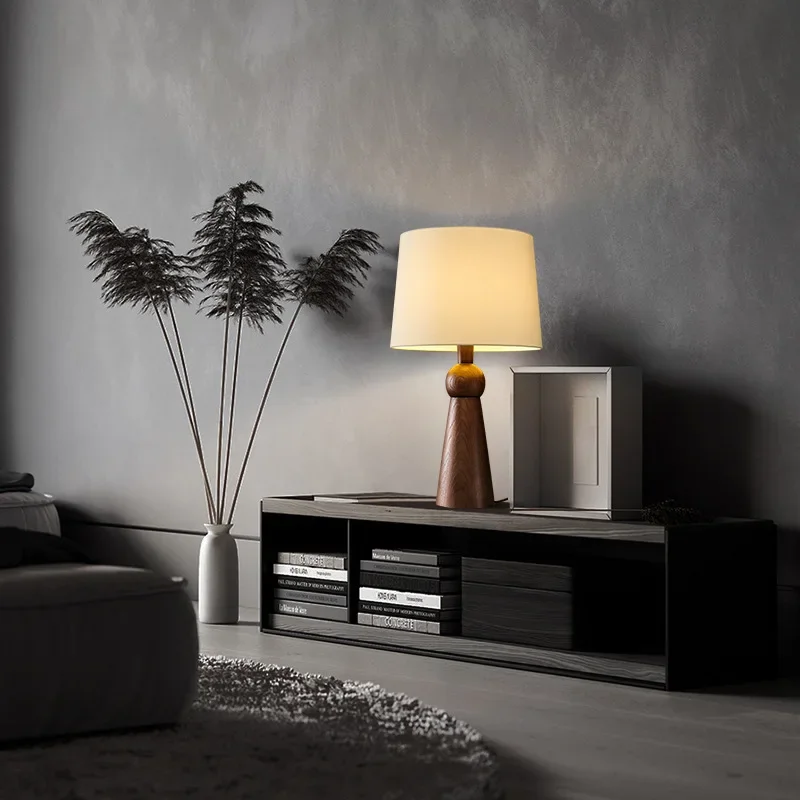 

SANDYHA French Solid Wood LED Floor Lamp Living Room Bedroom Bedside Study Lighting Fabric Lampshade Modern Home Decor Warm