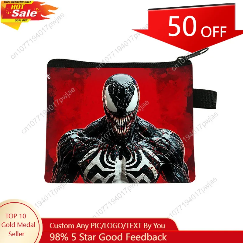 

Marvel Venom Coin Purse Cool Trendy Card Holder Cartoon Zippered Storage Pouch