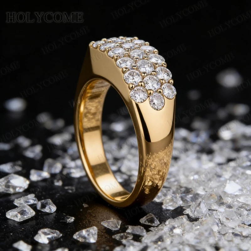 GRA Certified Moissanite Ring 925 Sterling Silver Fashion Design Brilliant Cut Anti-Allergy Wedding Engagement Band for Ladies