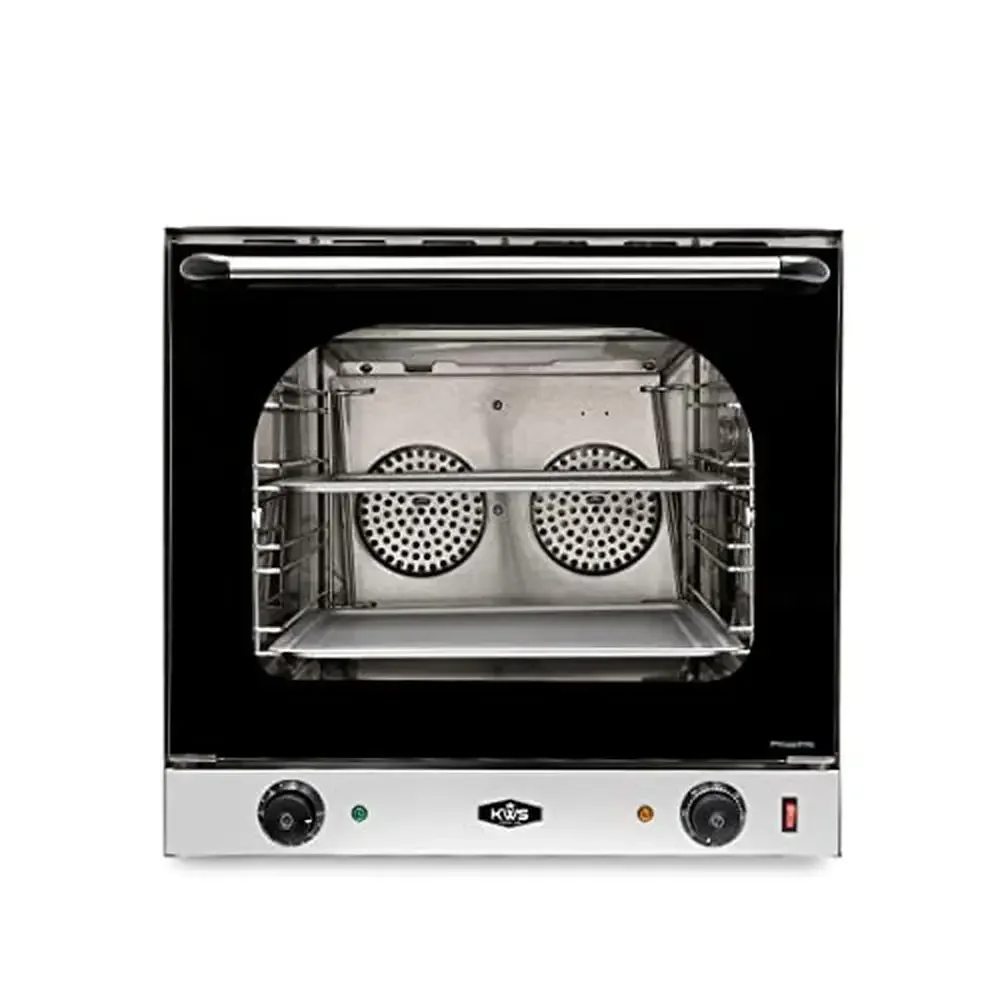 Commercial Convection Oven 1600W 2 Cu. Ft. 4-Tier Electric Toaster with Glass Door Stainless Steel Kitchen Baking 23.5