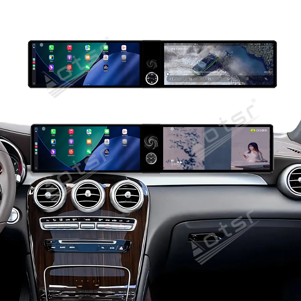 Dual 12.3 Inch Dash Touch Screen Car Radio GPS Navigation Stereo For Mercedes-Benz GLC 2015-2021 Multimedia CarPlay Android Auto